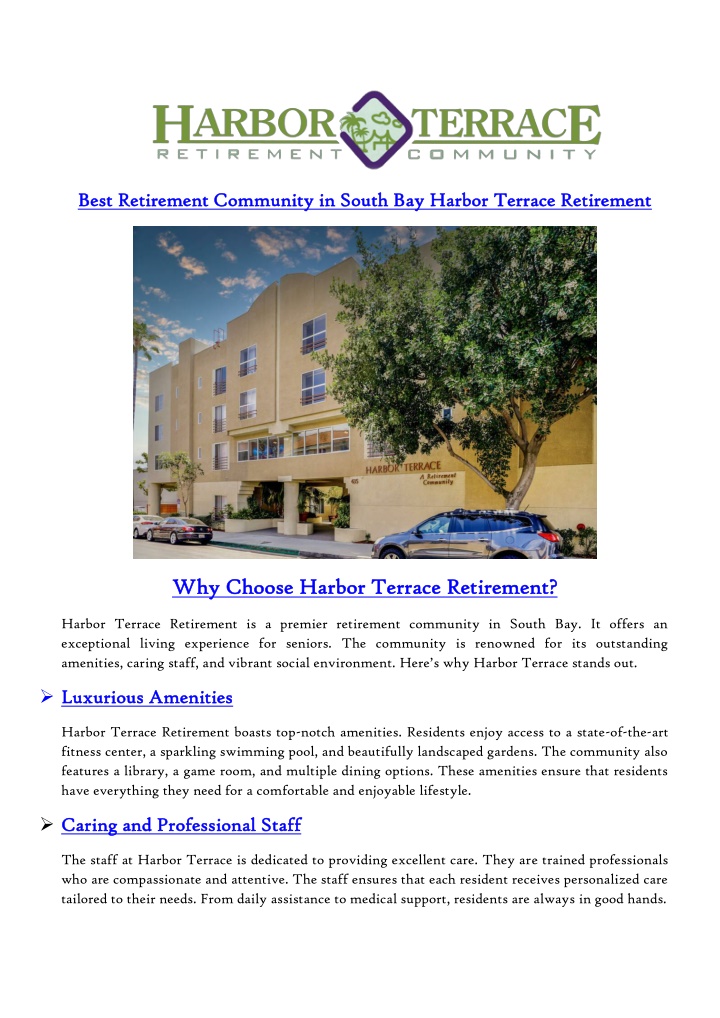 best retirement community in south bay harbor n.w