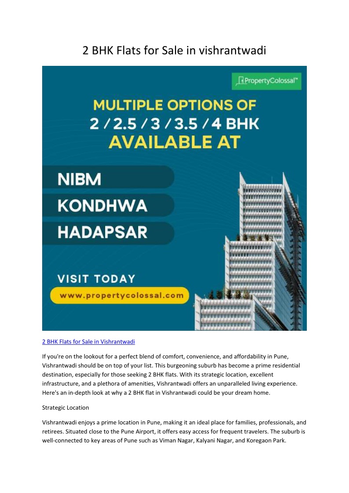 2 bhk flats for sale in vishrantwadi n.w