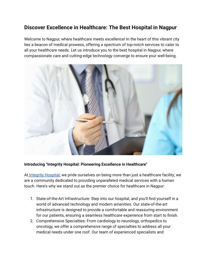 discover excellence in healthcare the best n.w