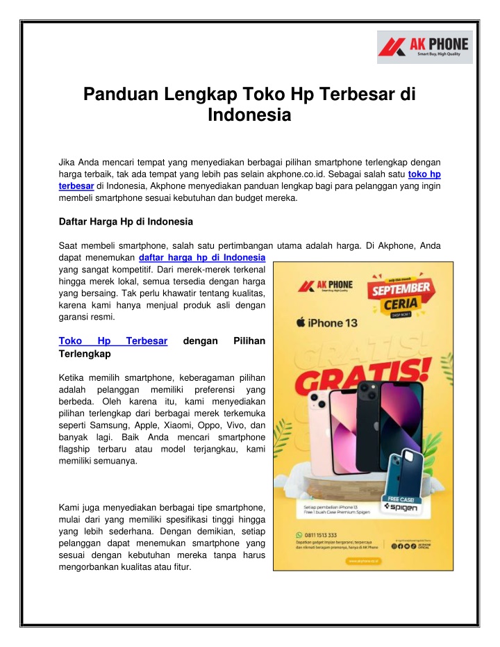 panduan lengkap toko hp terbesar di indonesia n.w