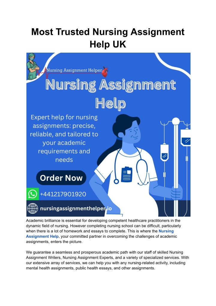 most trusted nursing assignment help uk n.w