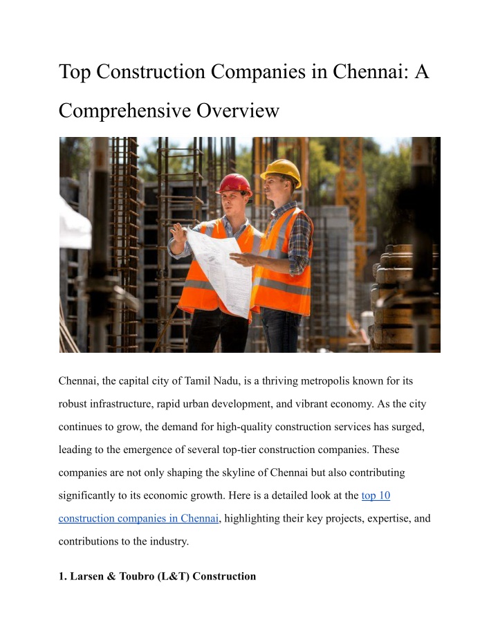 top construction companies in chennai a n.w