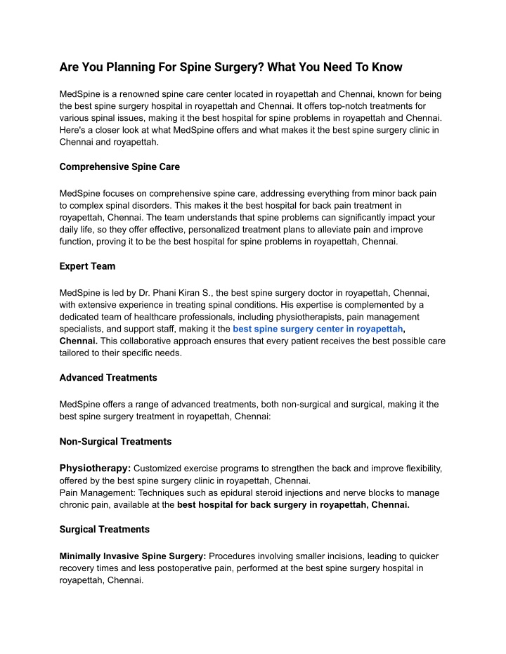 are you planning for spine surgery what you need n.w