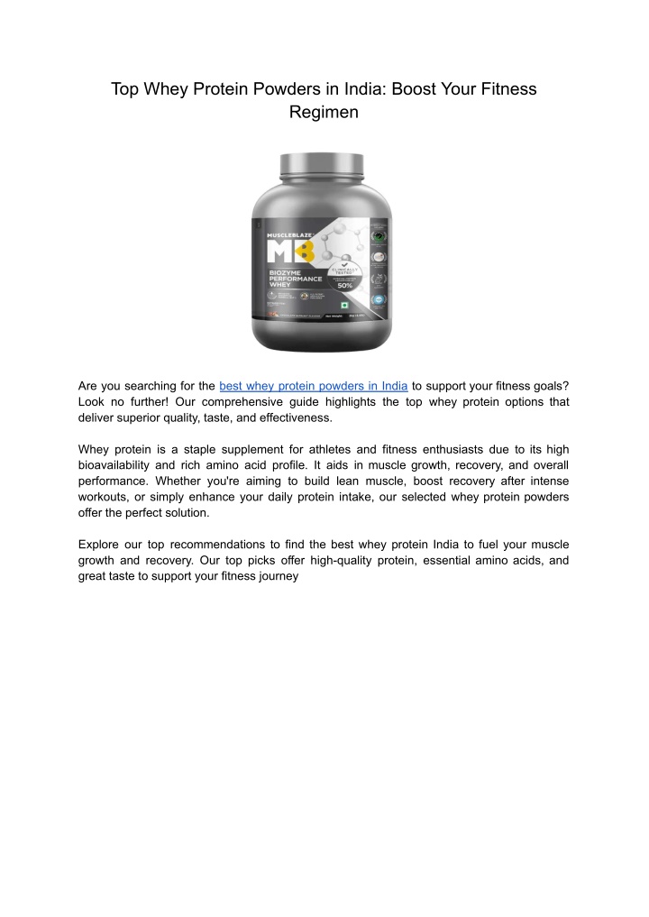 top whey protein powders in india boost your n.w