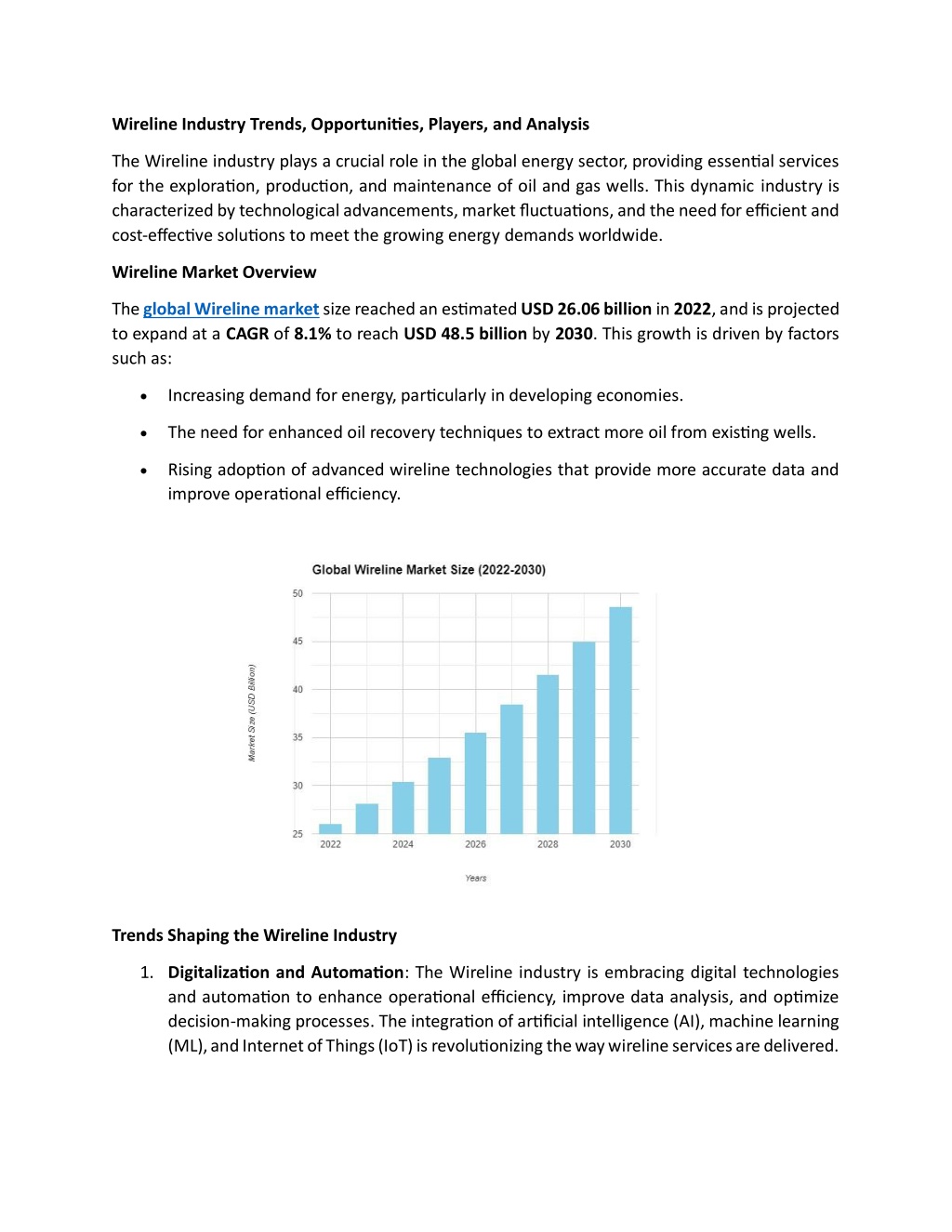 wireline industry trends opportunities players l.w