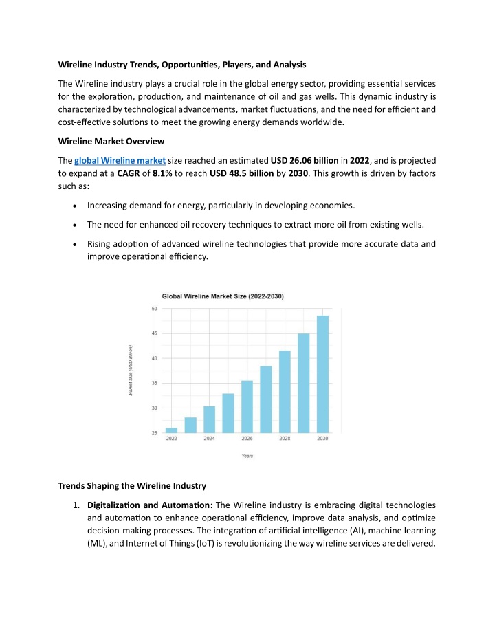 wireline industry trends opportunities players n.w