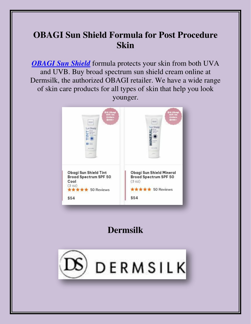 obagi sun shield formula for post procedure skin l.w