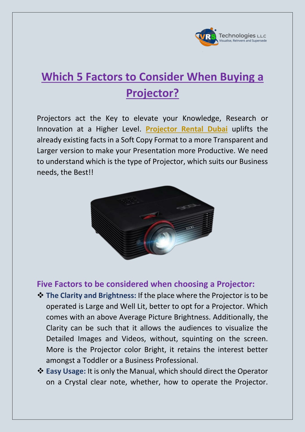 which 5 factors to consider when buying l.w