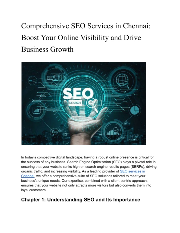 comprehensive seo services in chennai boost your n.w