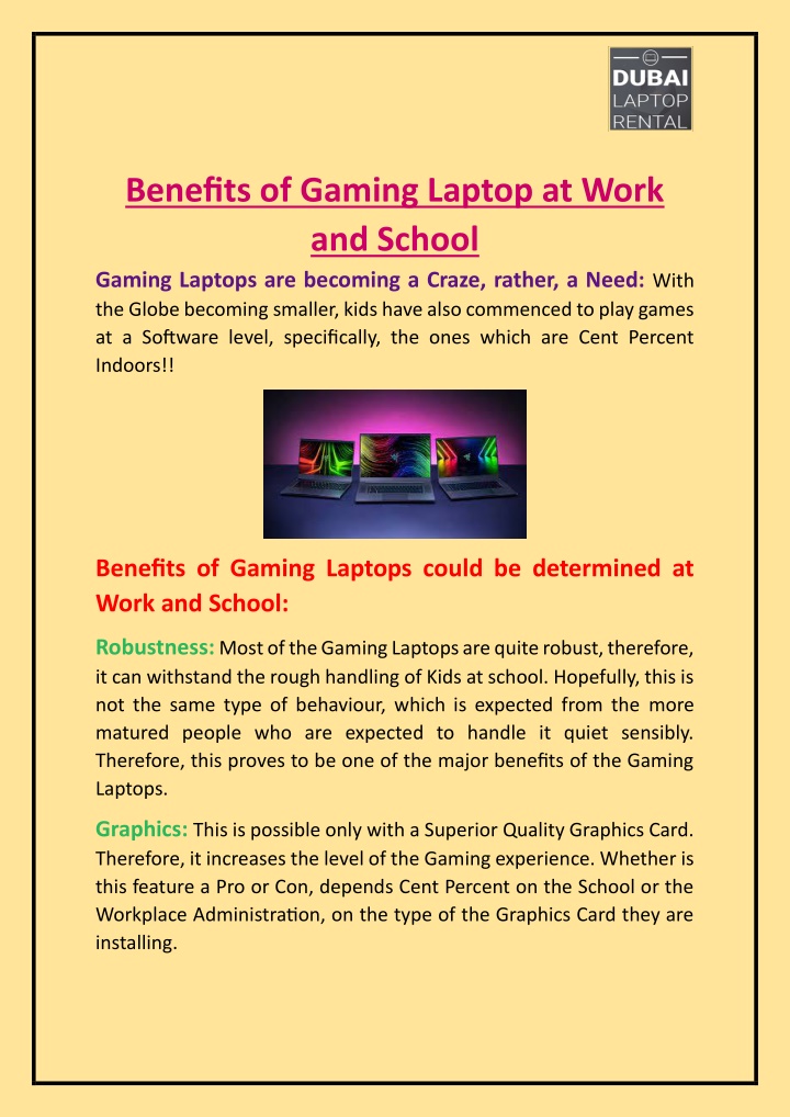 benefits of gaming laptop at work and school n.w