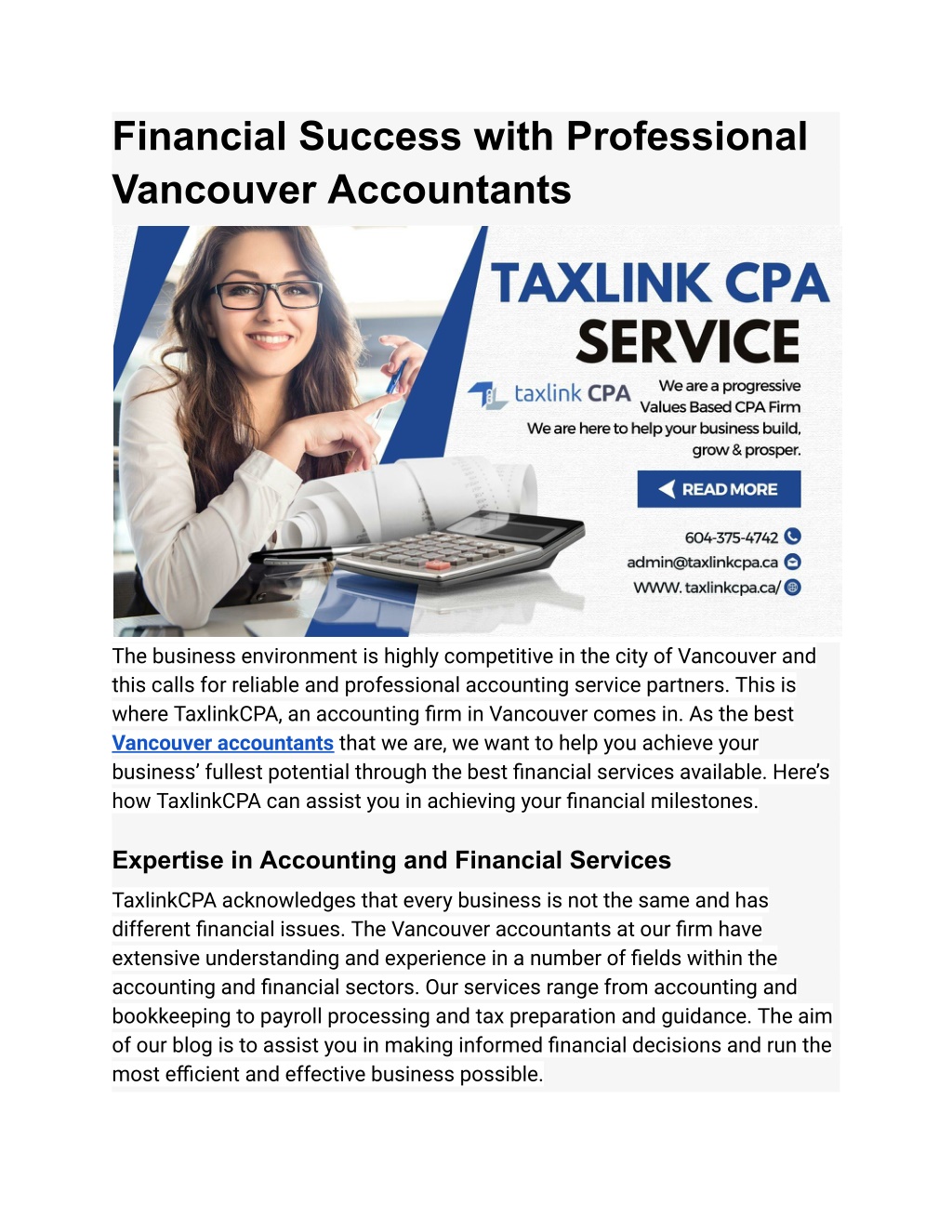 financial success with professional vancouver l.w