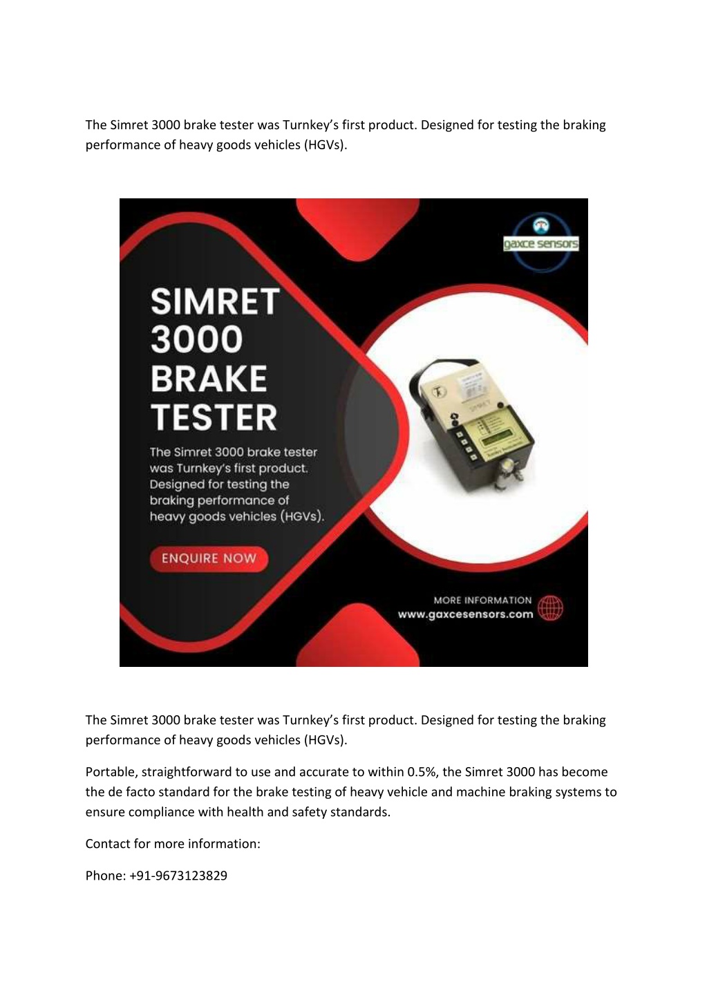the simret 3000 brake tester was turnkey s first l.w