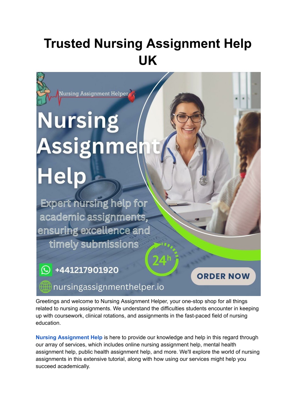 trusted nursing assignment help uk l.w