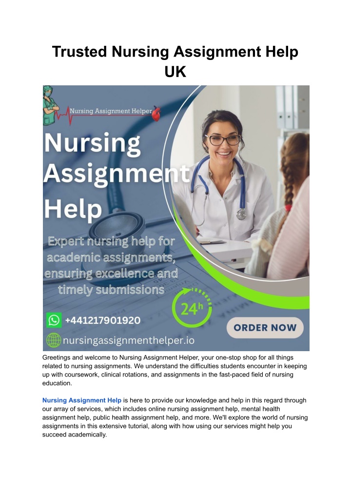 trusted nursing assignment help uk n.w