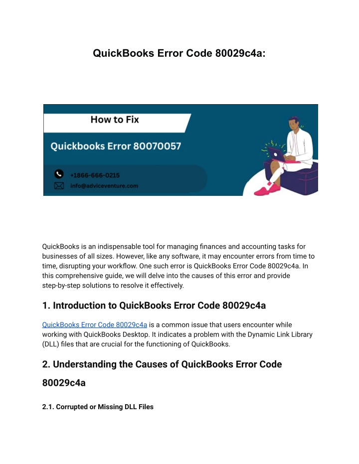quickbooks error code 80029c4a n.w