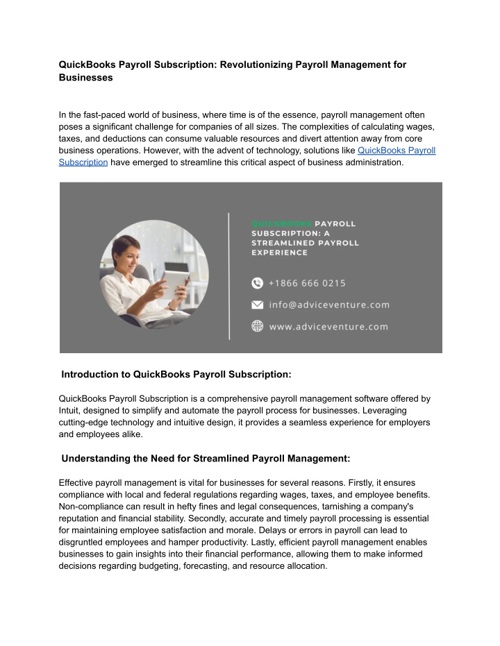 quickbooks payroll subscription revolutionizing n.w