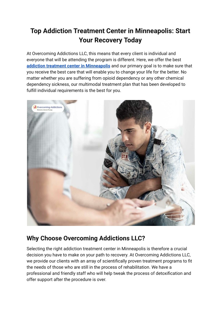 top addiction treatment center in minneapolis n.w