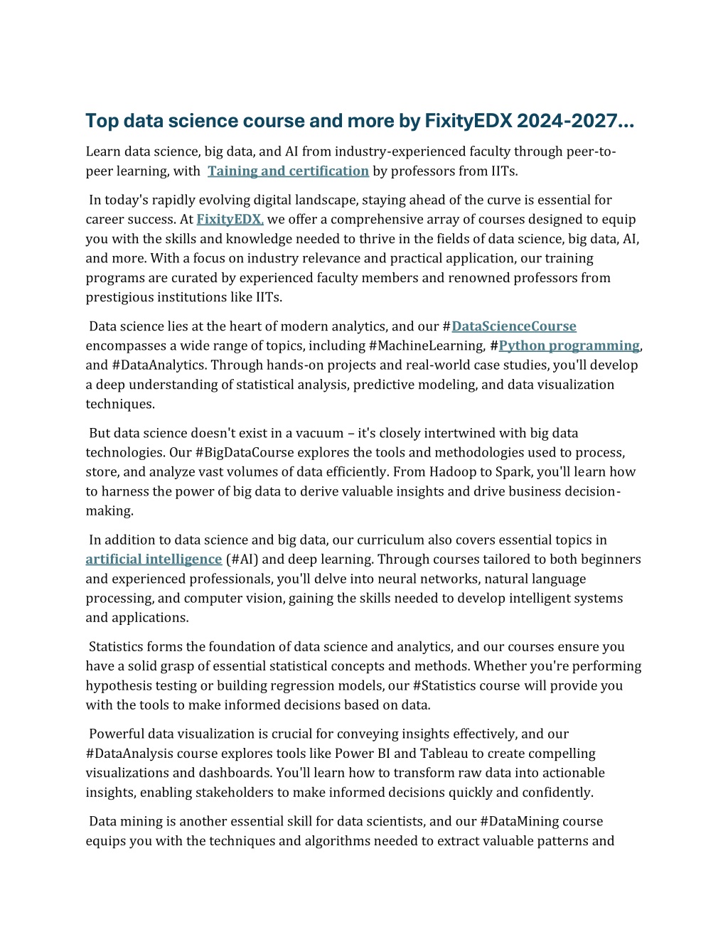 top data science course and more by fixityedx l.w