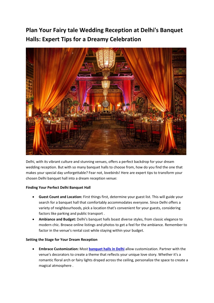 plan your fairy tale wedding reception at delhi n.w