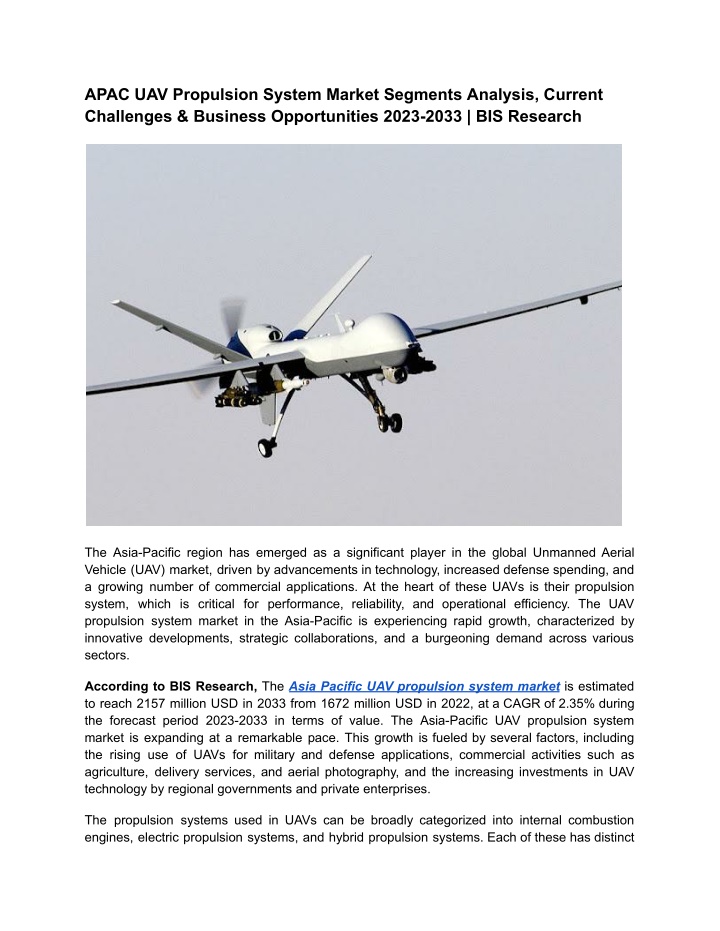 apac uav propulsion system market segments n.w