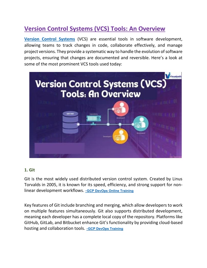 version control systems vcs tools an overview n.w