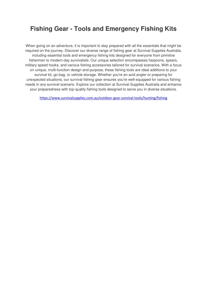 fishing gear tools and emergency fishing kits n.w