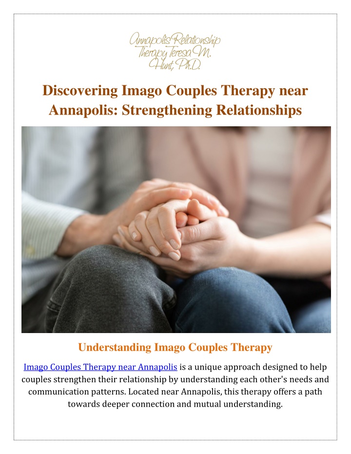 discovering imago couples therapy near annapolis n.w