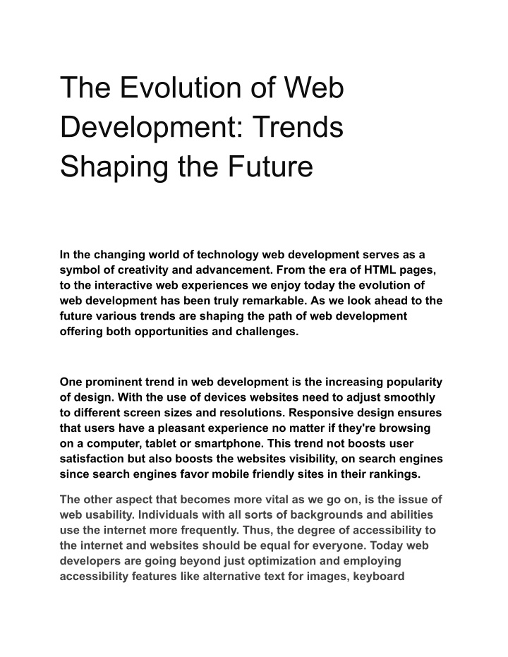 the evolution of web development trends shaping n.w
