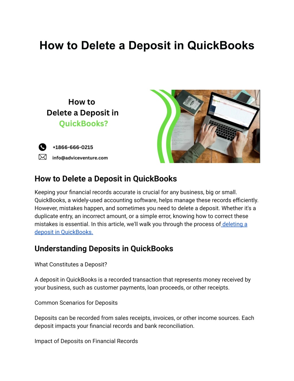 how to delete a deposit in quickbooks l.w