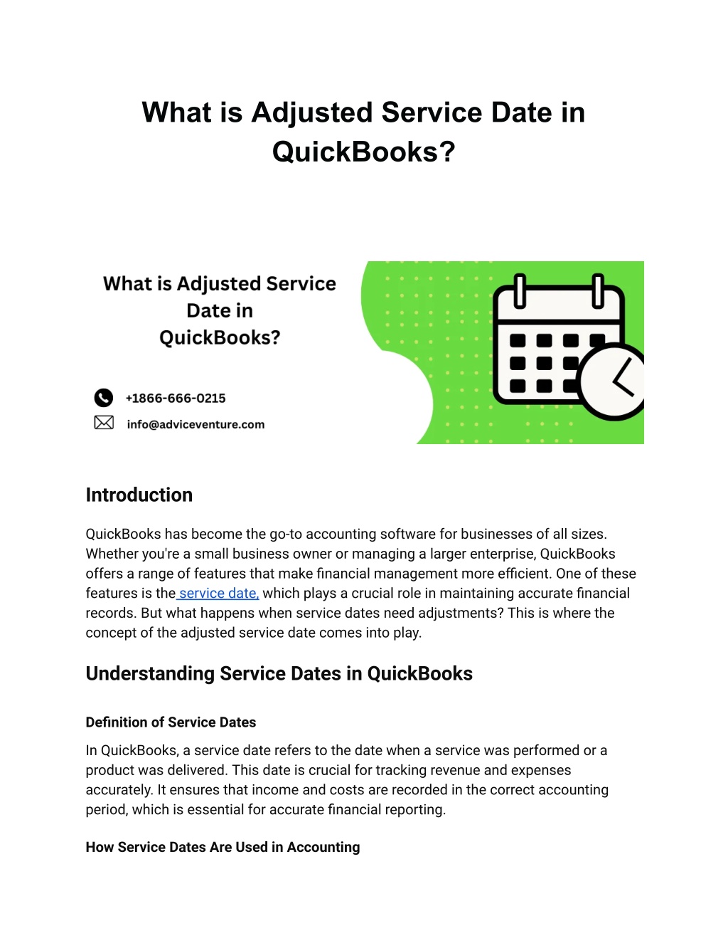 what is adjusted service date in quickbooks l.w