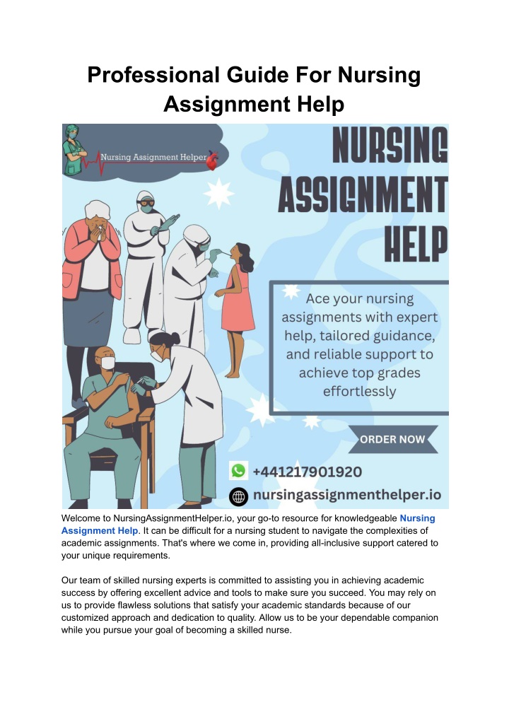 professional guide for nursing assignment help n.w