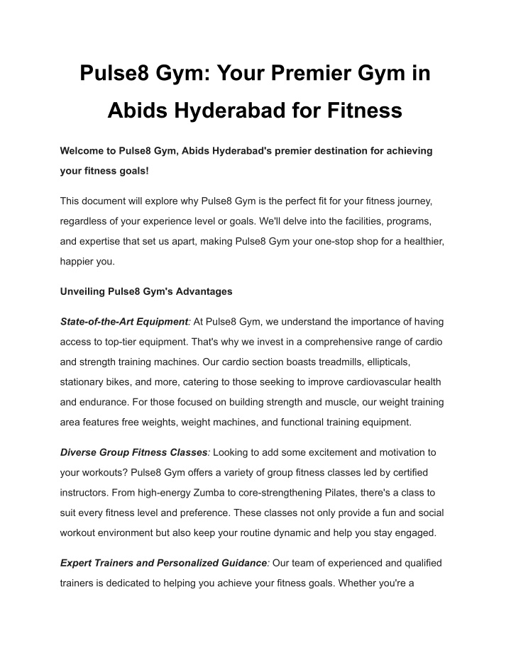 pulse8 gym your premier gym in n.w