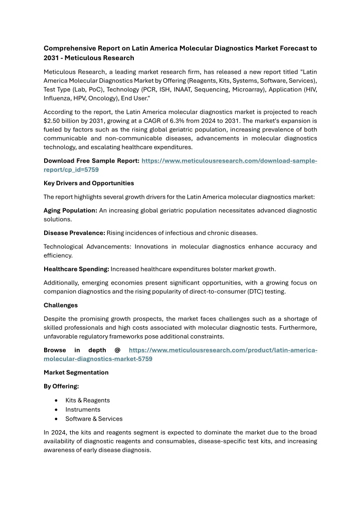 comprehensive report on latin america molecular n.w