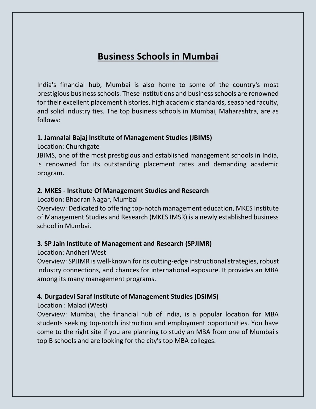 business schools in mumbai l.w