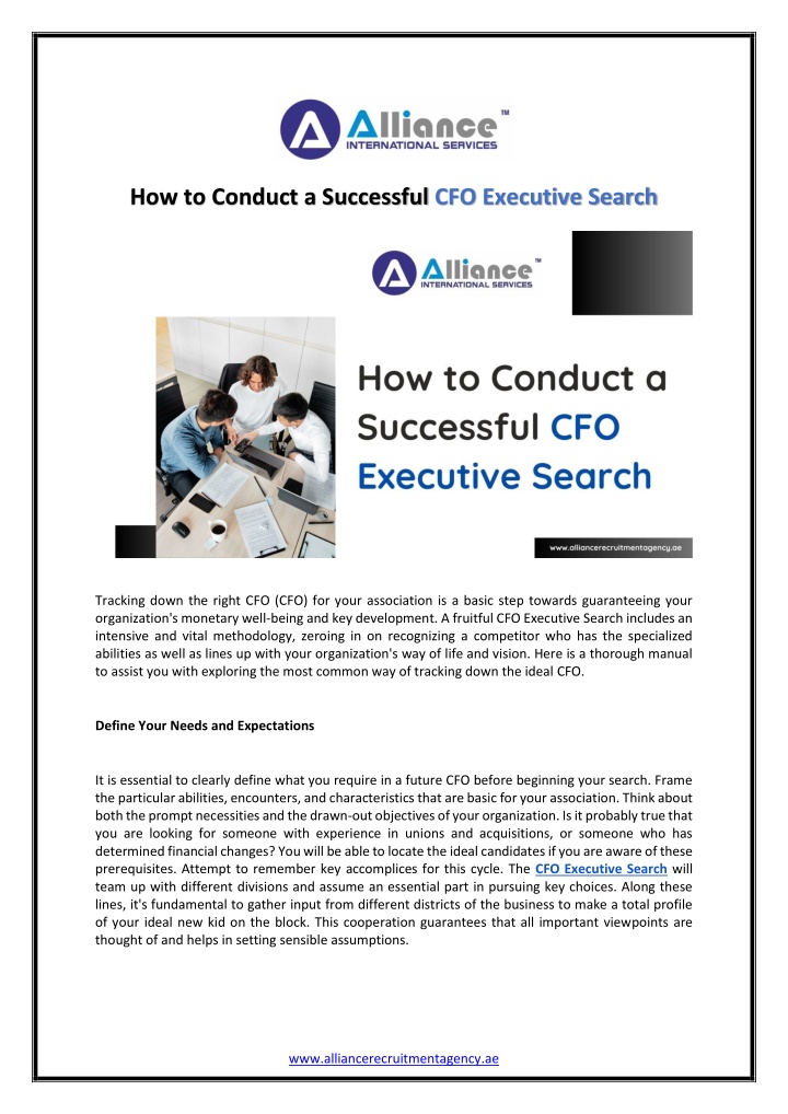 how to conduct a successful cfo executive search n.w