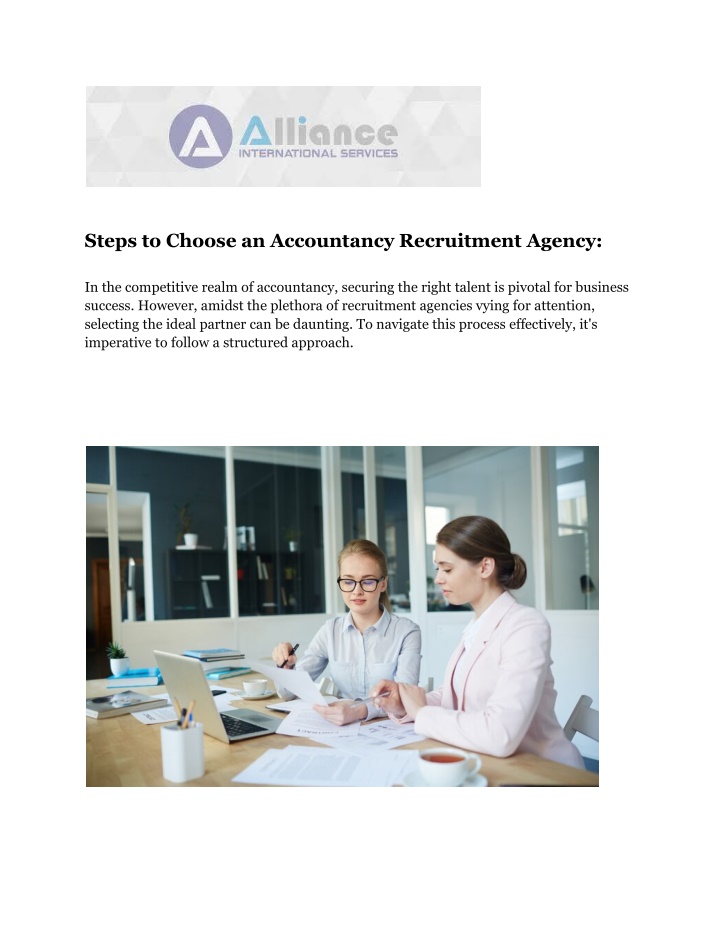 steps to choose an accountancy recruitment agency n.w