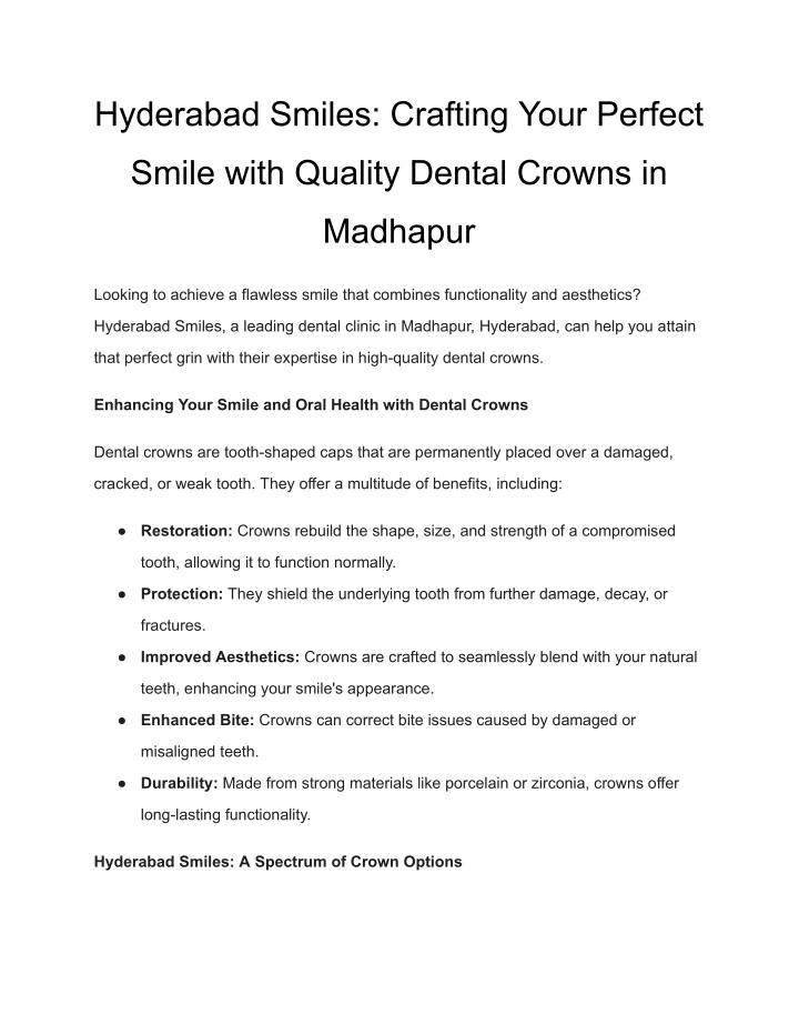 hyderabad smiles crafting your perfect n.w