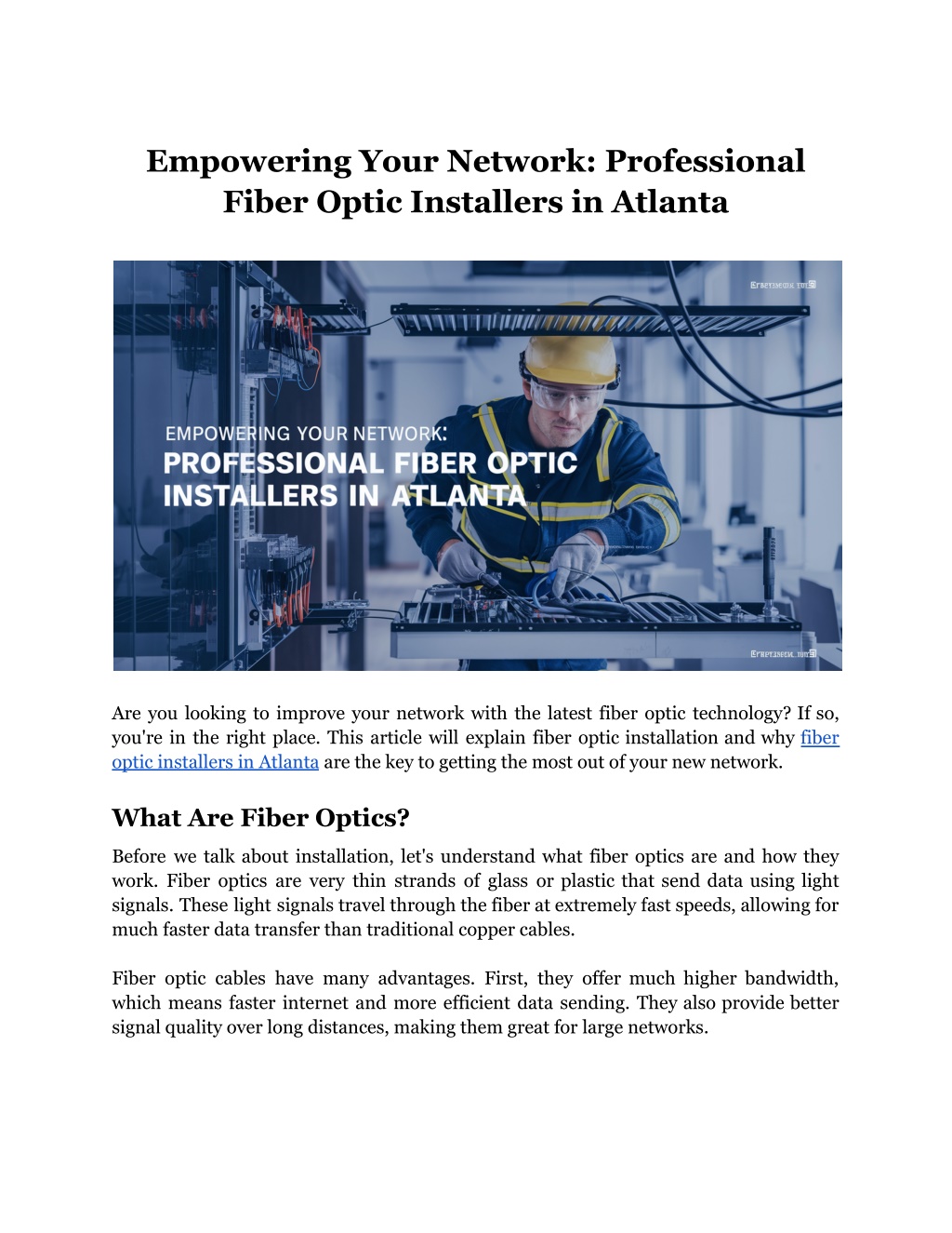 empowering your network professional fiber optic l.w