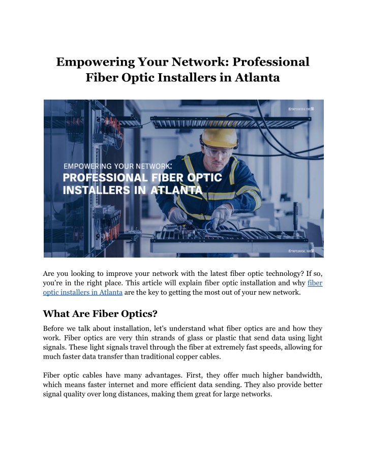 empowering your network professional fiber optic n.w