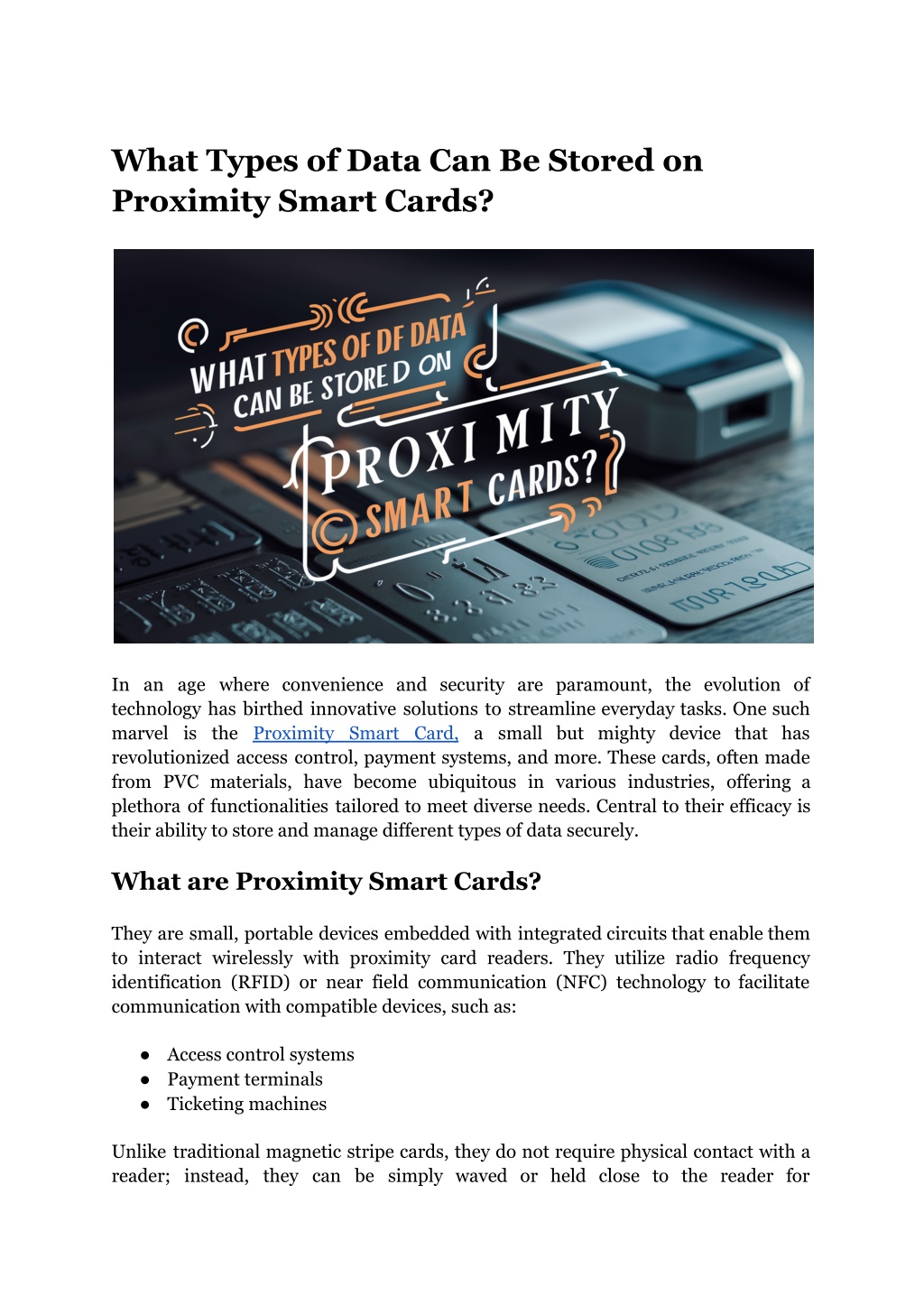 what types of data can be stored on proximity l.w