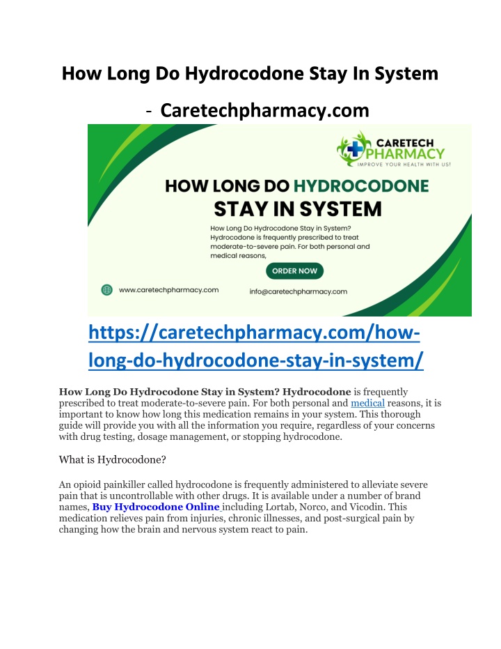 how long do hydrocodone stay in system n.w
