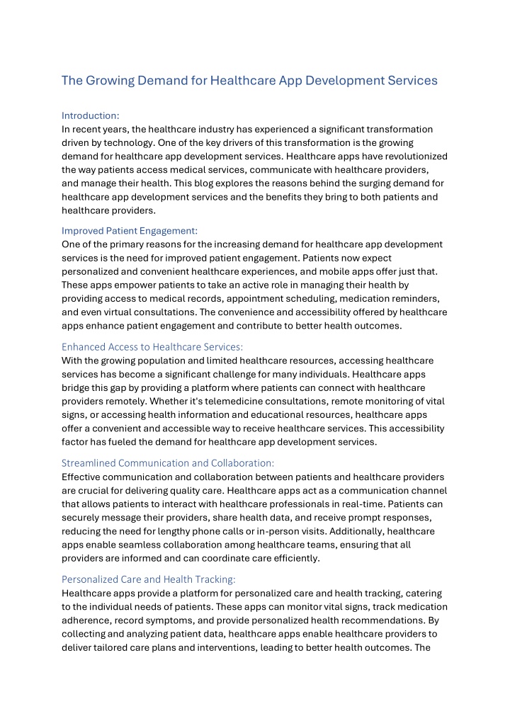 the growing demand for healthcare app development n.w