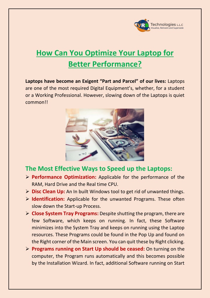 how can you optimize your laptop for better n.w