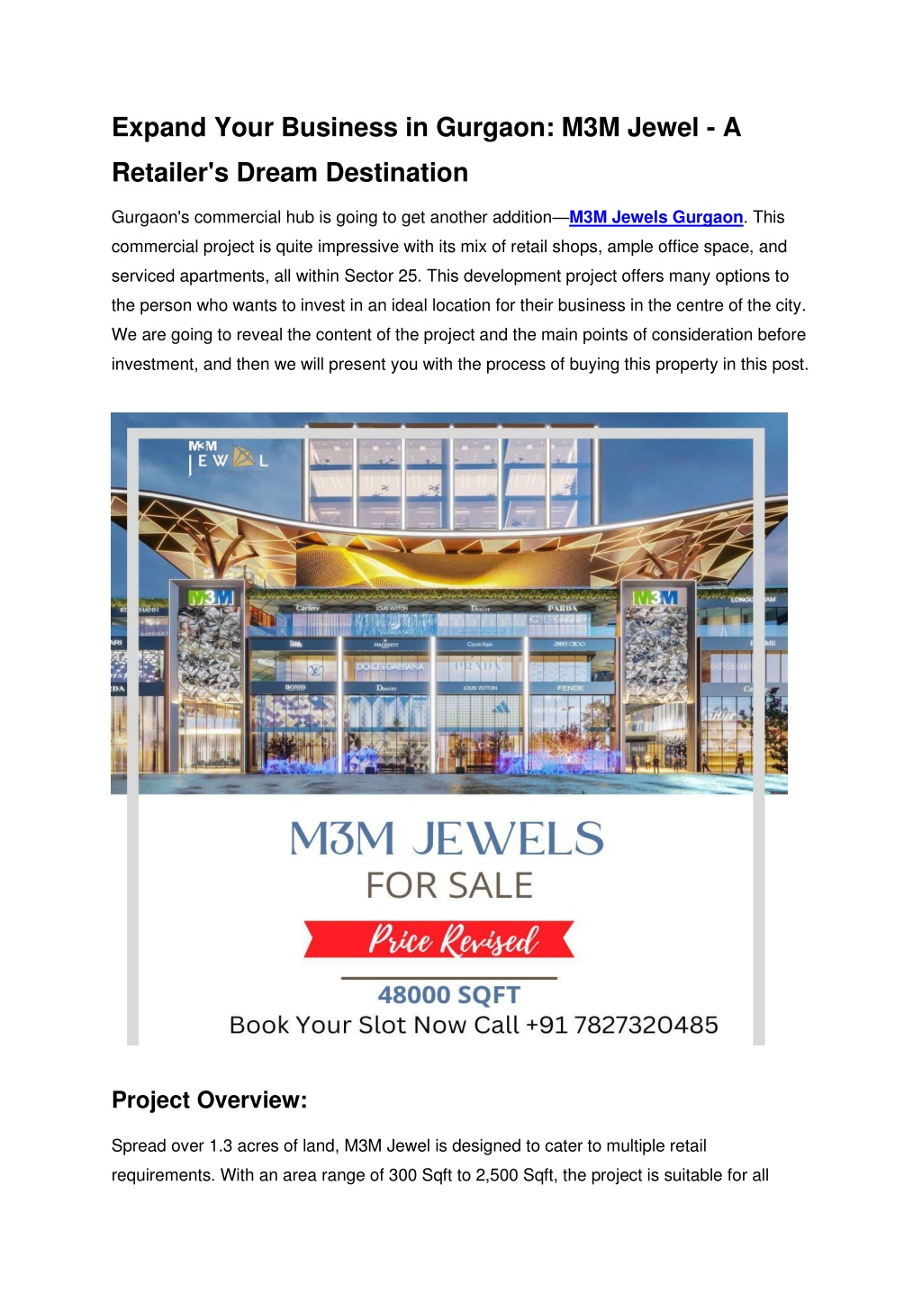 expand your business in gurgaon m3m jewel a l.w