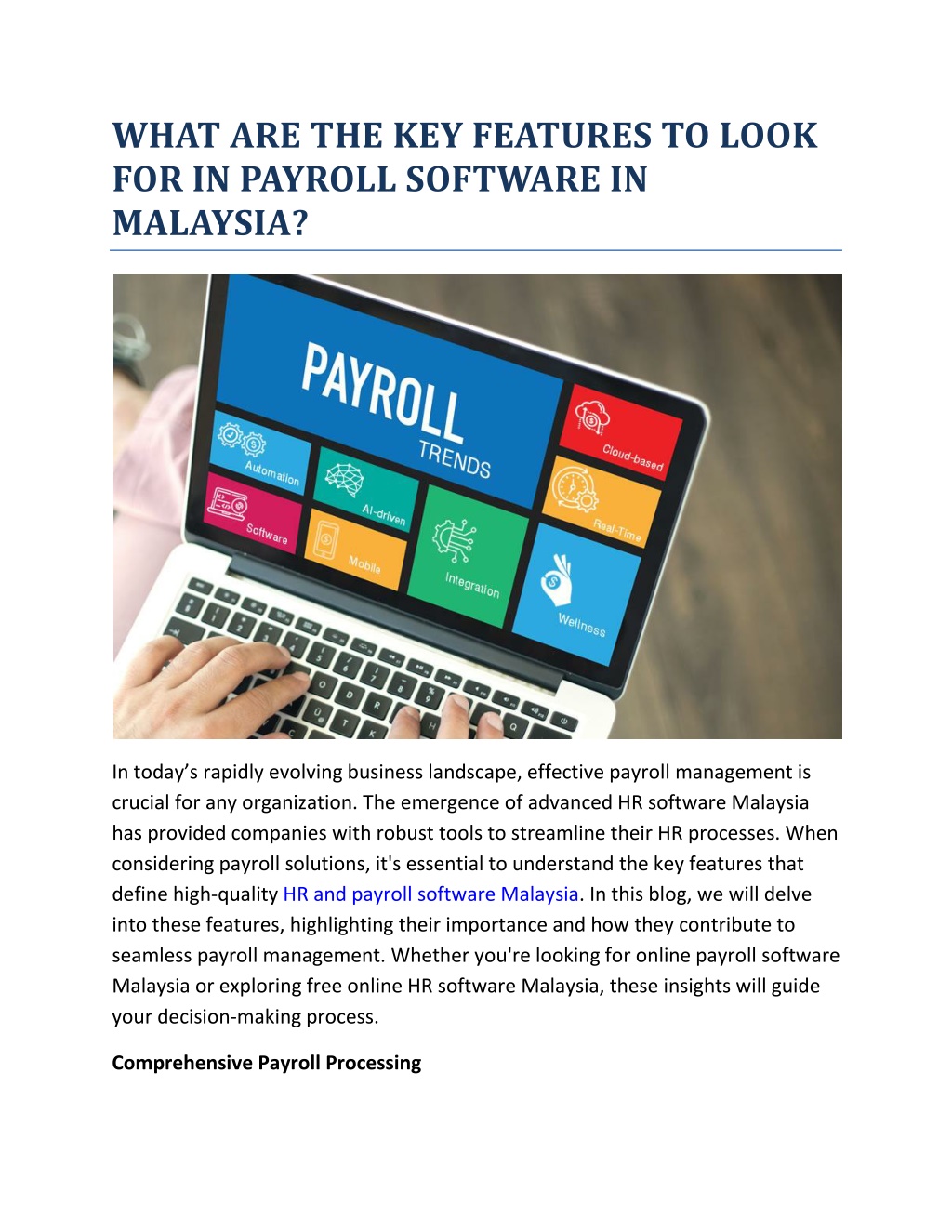 what are the key features to look for in payroll l.w