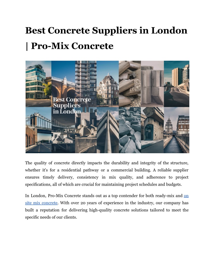 best concrete suppliers in london n.w