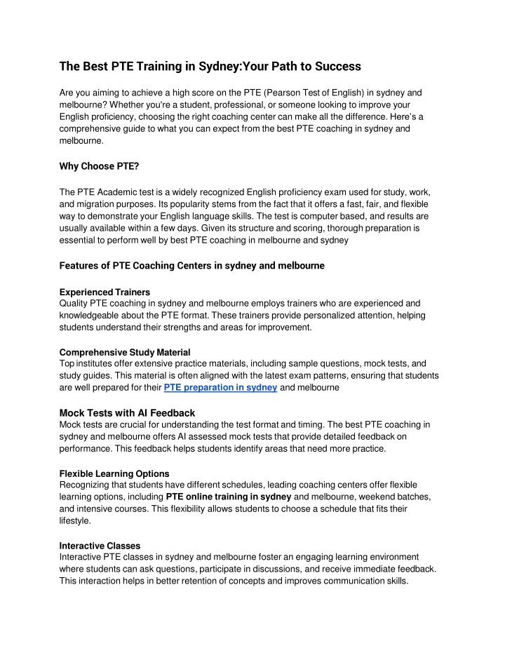 The Best PTE Training in Sydney_ Your Path to Success
