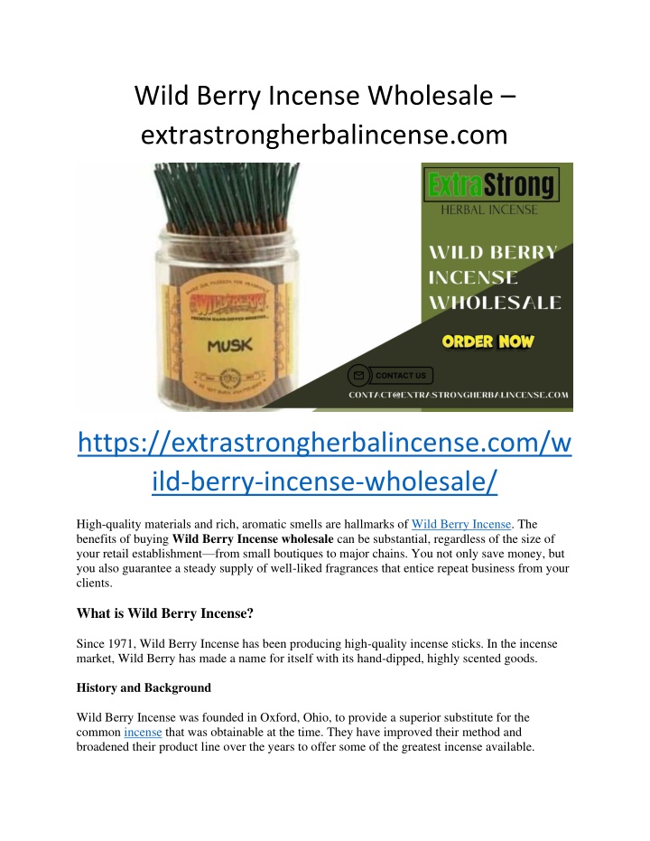 wild berry incense wholesale n.w