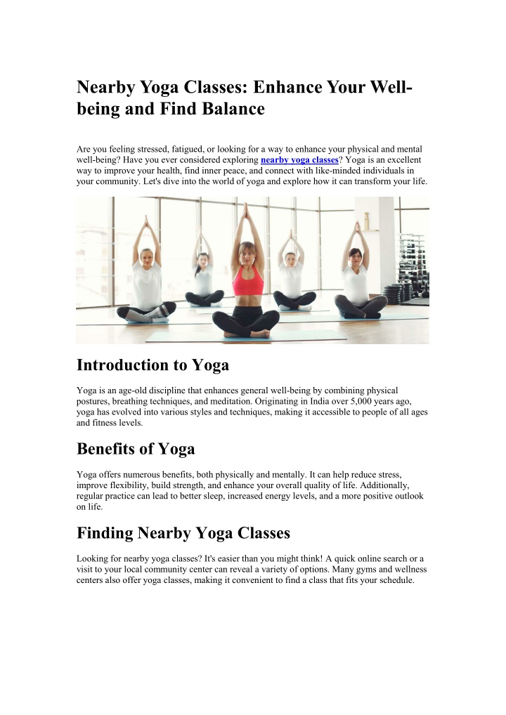 nearby yoga classes enhance your well being n.w