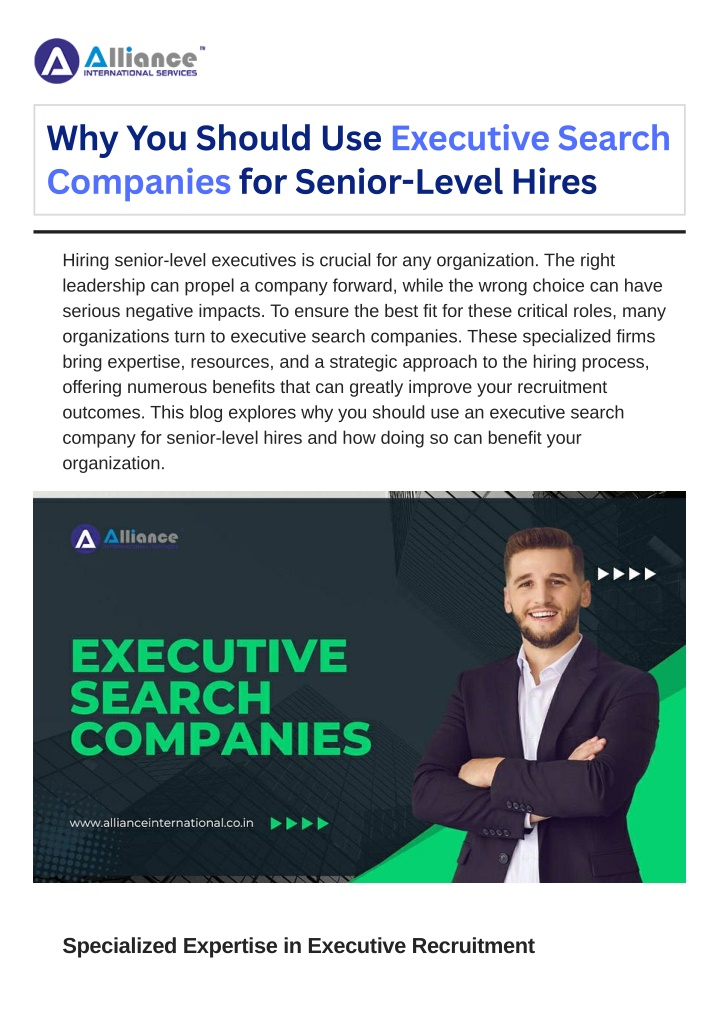 why you should use executive search companies n.w